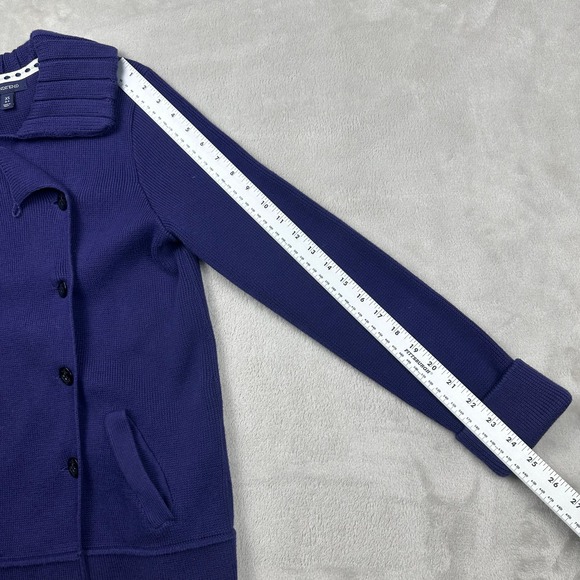 Lands End Blue Anchor Button Double Breasted Knit Peacoat Cardigan XS - Picture 8 of 16